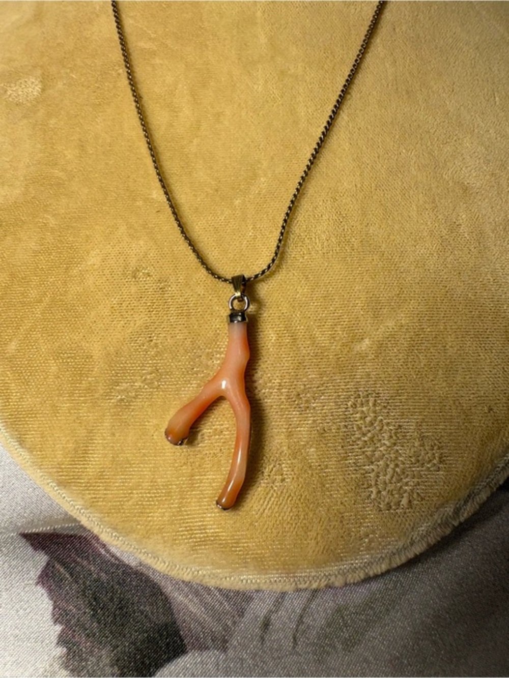 Pink Coral Branch Pendant With Chain